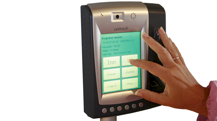 tidBANK terminal for finger, magnetstripe eller berøringsfritt kort