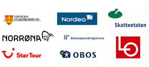 Referanser: Nordea, Skatteetaten, Star Tour, Brønnøysundregistrene, Obos, LO